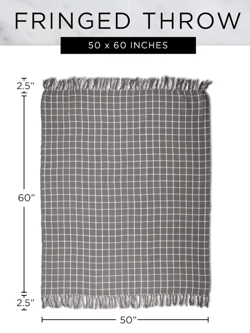 Black & Cream Woven Fringe Throw Blanket